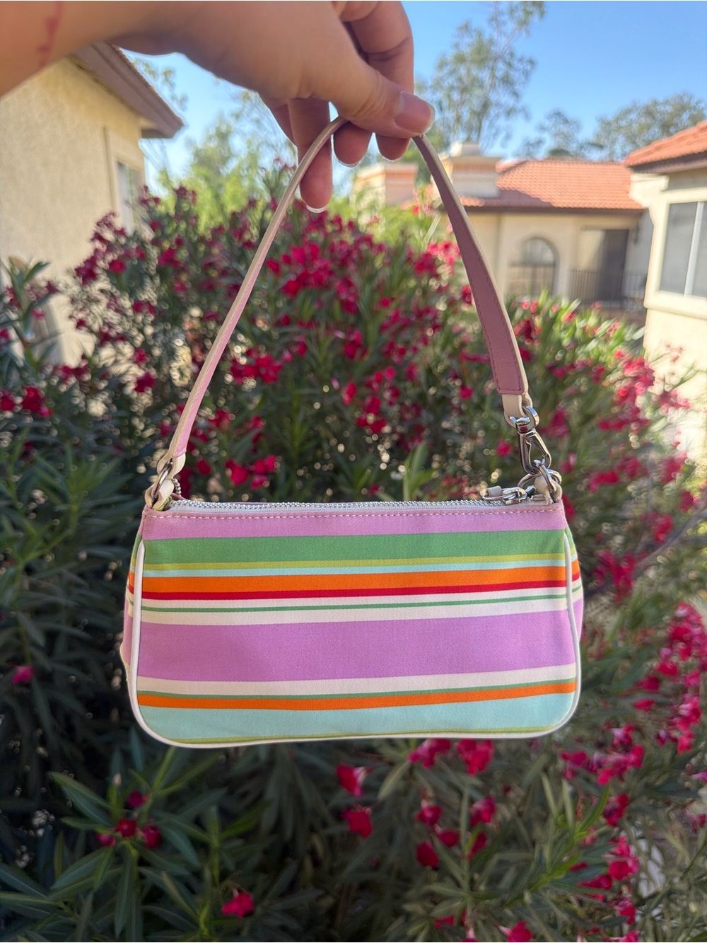 🌈Vintage Y2K Coach Hampton Multicolor Striped Demi Baguette – Style 10802 - Picture 3 of 10